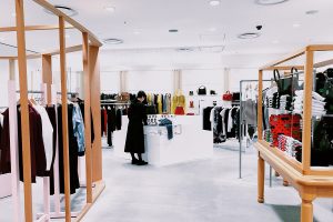 minimalist interior of an apparel retail store